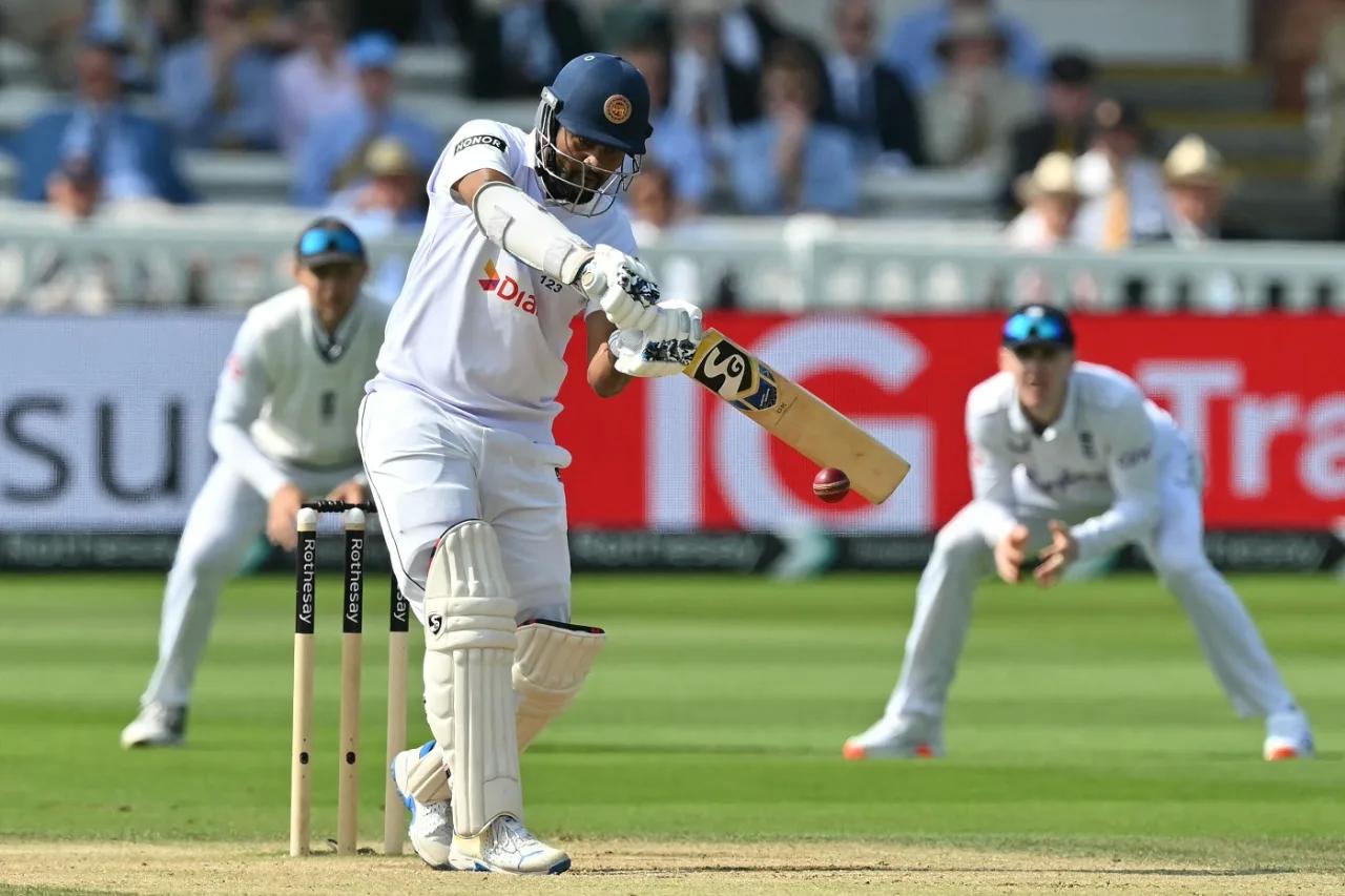 England strikes back as Stone dismisses Karunaratne after his half-century